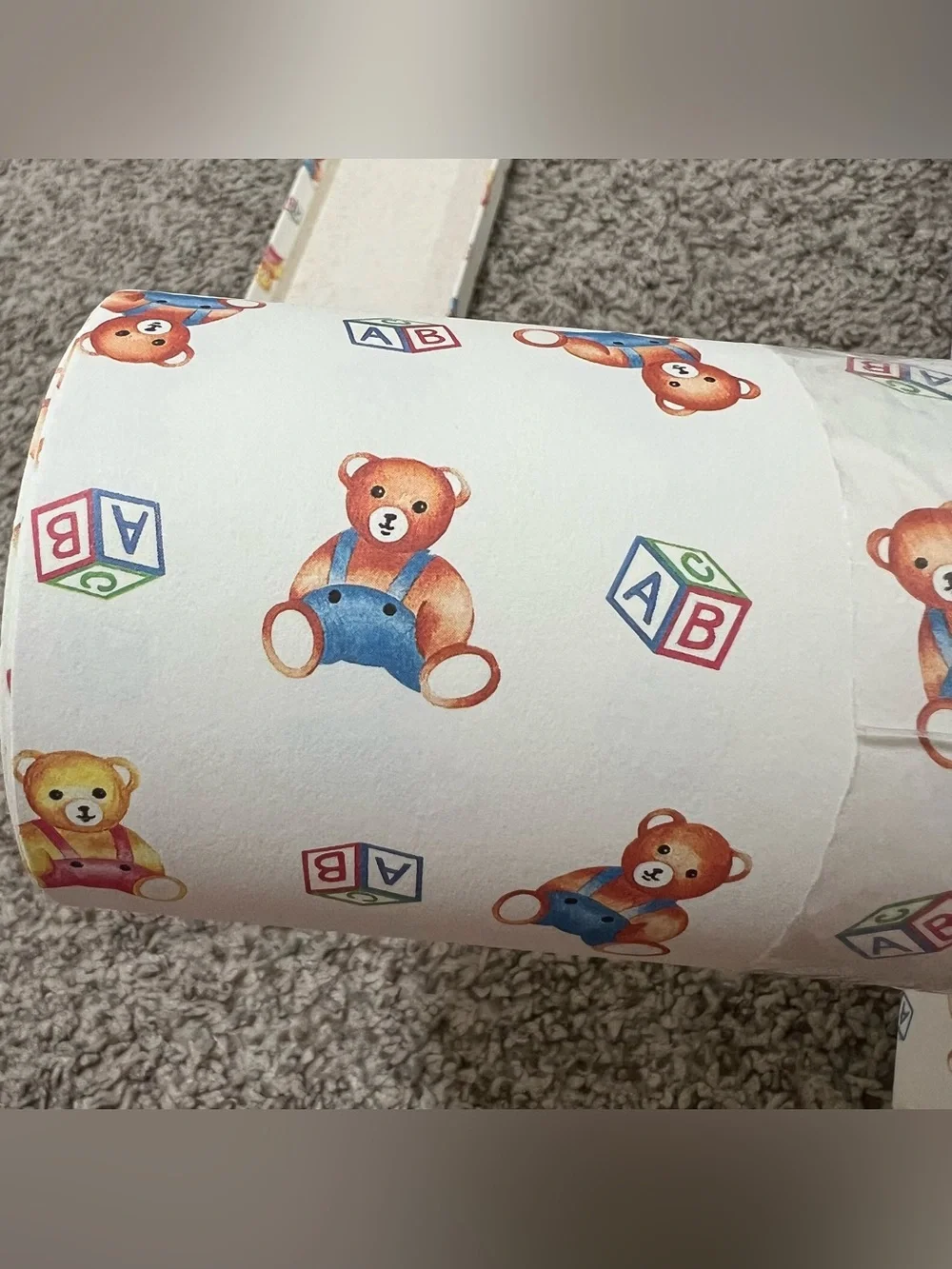 Vintage 1 Box Teddy Bear and Alphabet Print Paper Liner (6 rolls) Nursery Kids